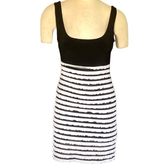 Tank Dress w/ Ruffle Detailing & Sheer Overlay Sz S Venus #129N - Picture 1 of 6